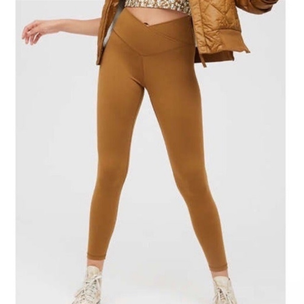 Aerie Offline Brown Crossover Real Me Xtra High Rise 7/8 Leggings Pockets Size S